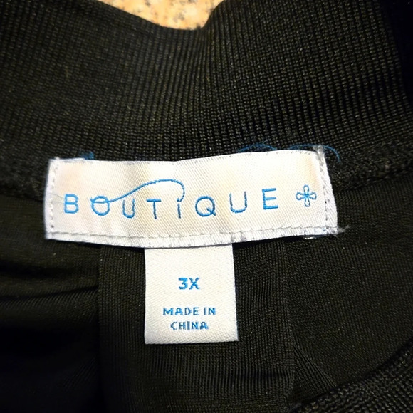 Boutique Black Velour Jacket with Zipper Long Sleeves Womens Size 3X - Picture 4 of 8